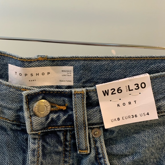 BNWT Topshop Kort straight leg jean US4 W26 L30 Blue - Picture 7 of 7